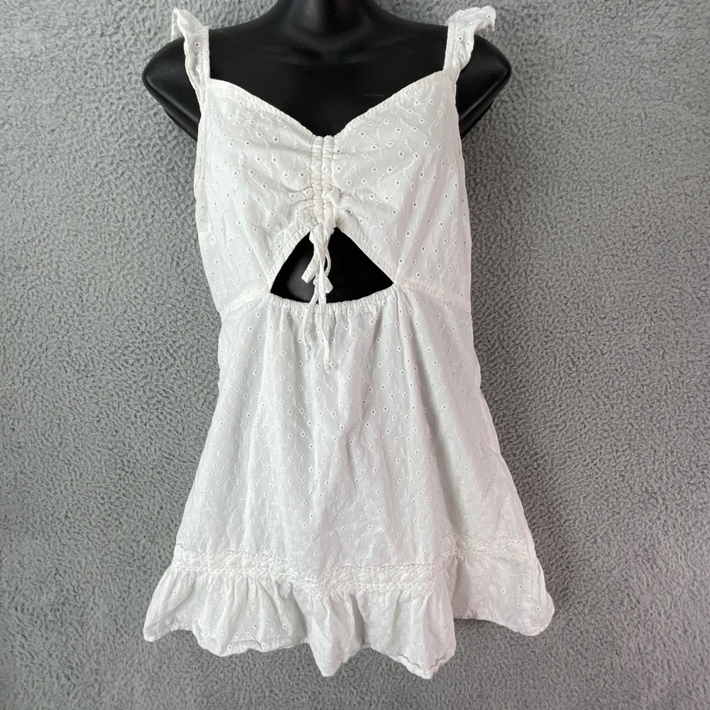 Live To Be Spoiled Babydoll Top Womens‎ XL White Excellent Eyelet Cutout Boho